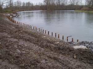 Implantation de pieux en bois